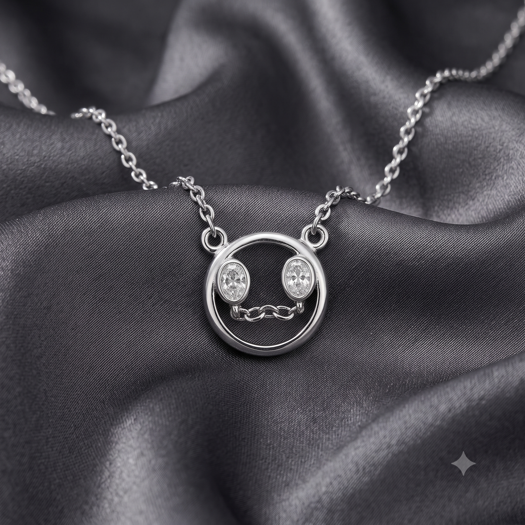 Silver Sparkling Smiley Necklace