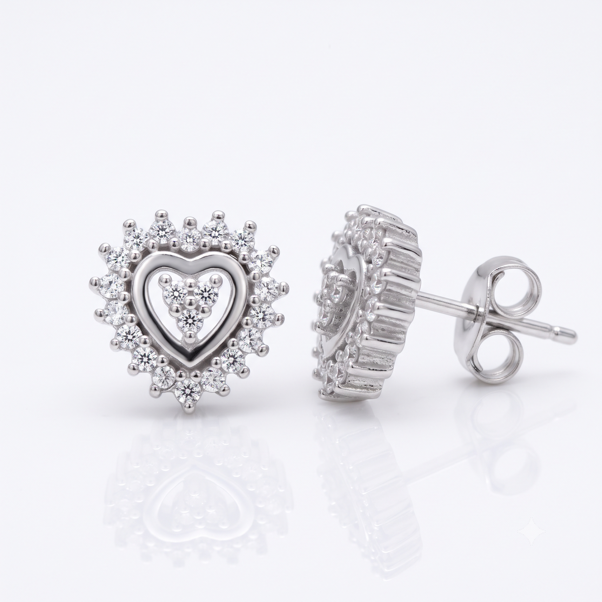 Silver High Spirit Glitter Heart Earrings