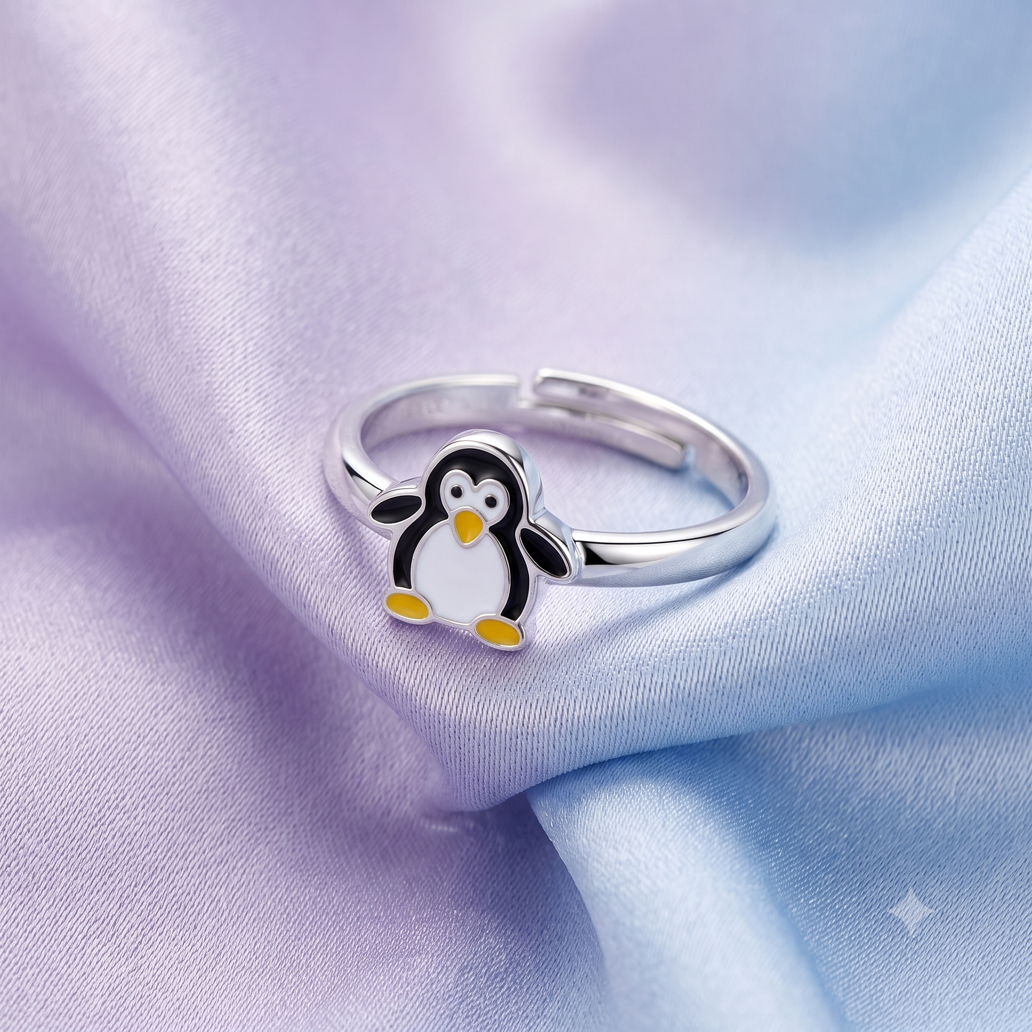 Silver Naughty Penguin Ring