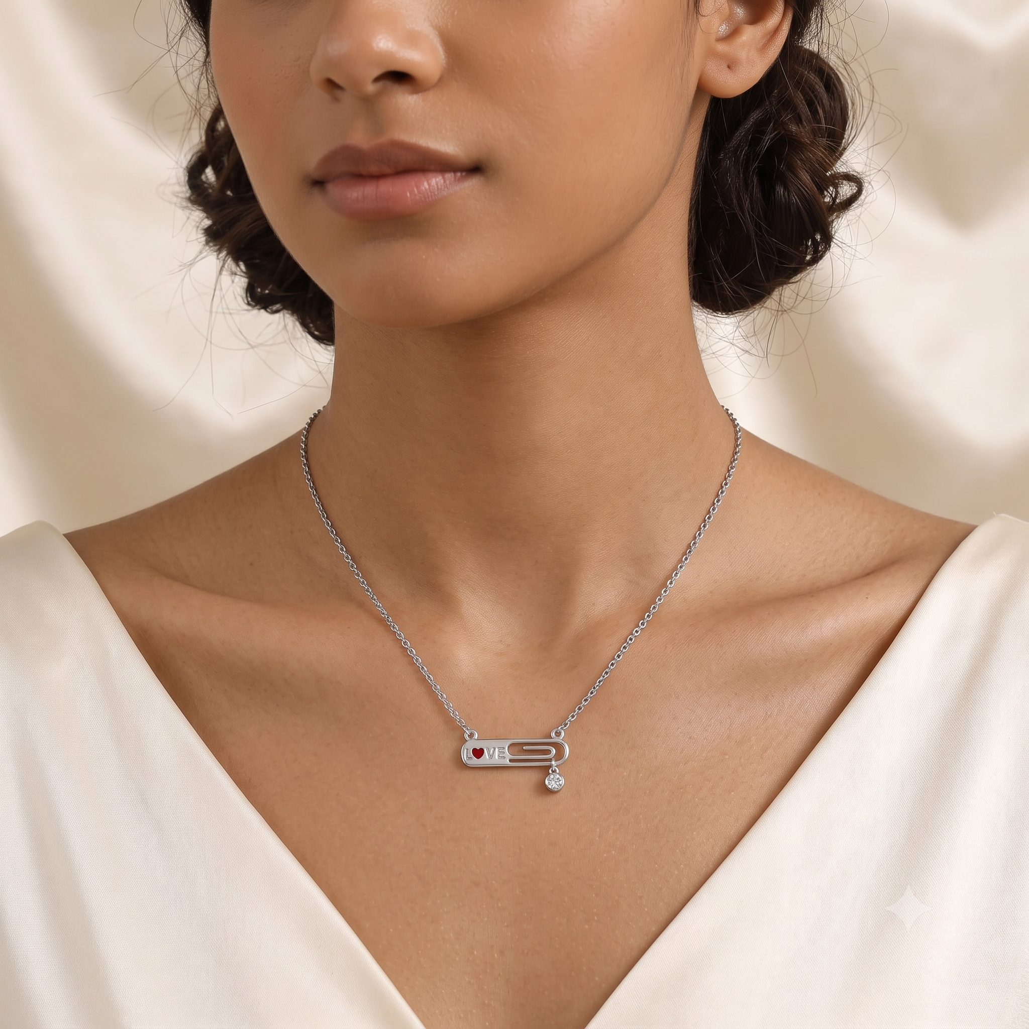 Silver Love Clip Necklace
