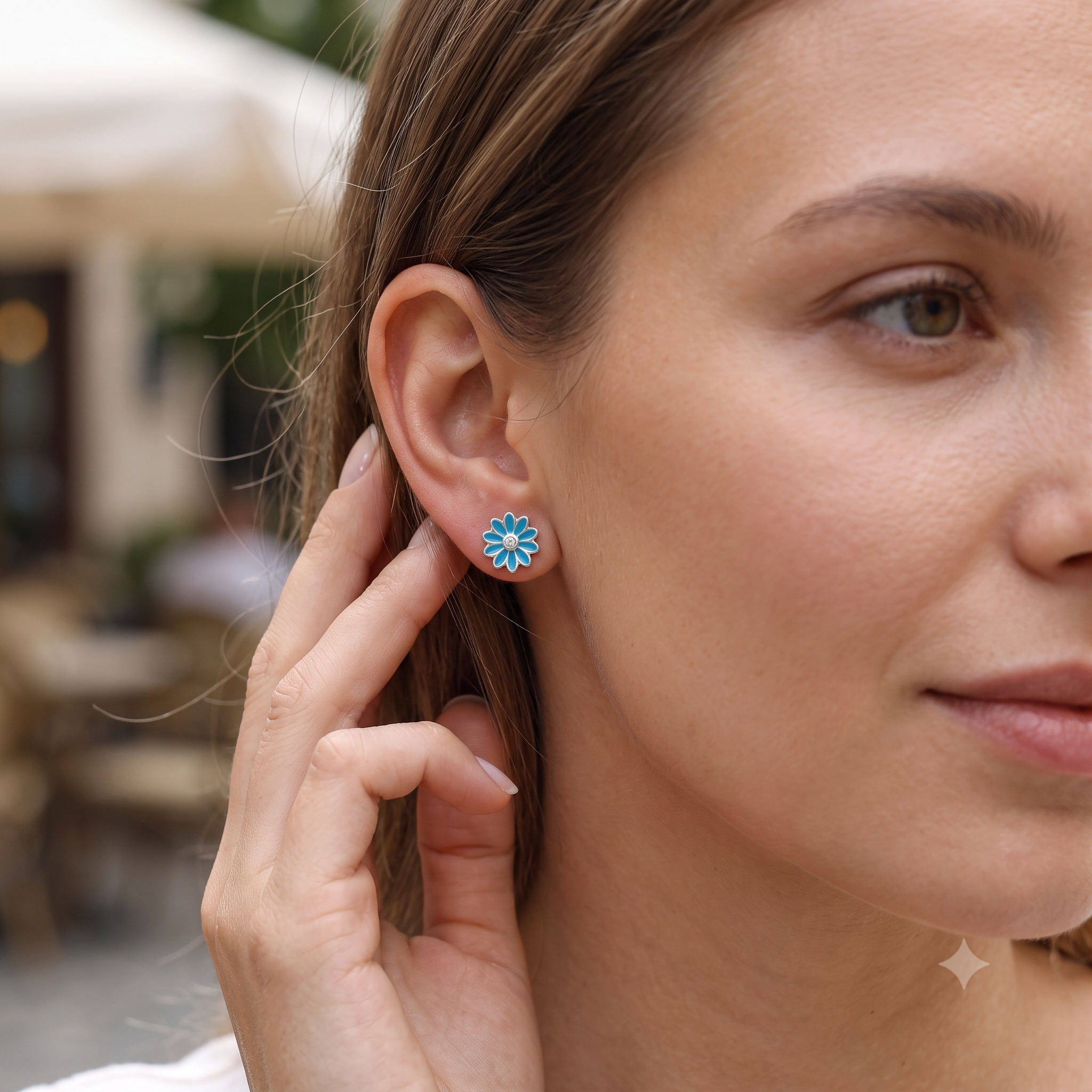 SIlver Sparkling Morning Flower Earrings