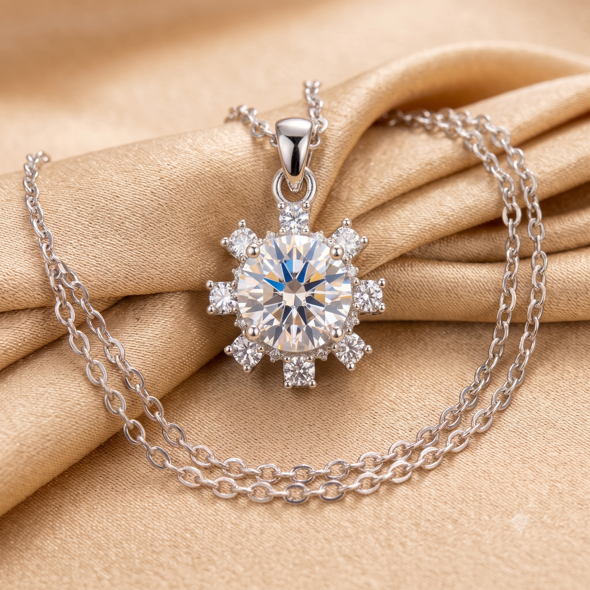 Silver Lucid Solitaire Flower Pendant
