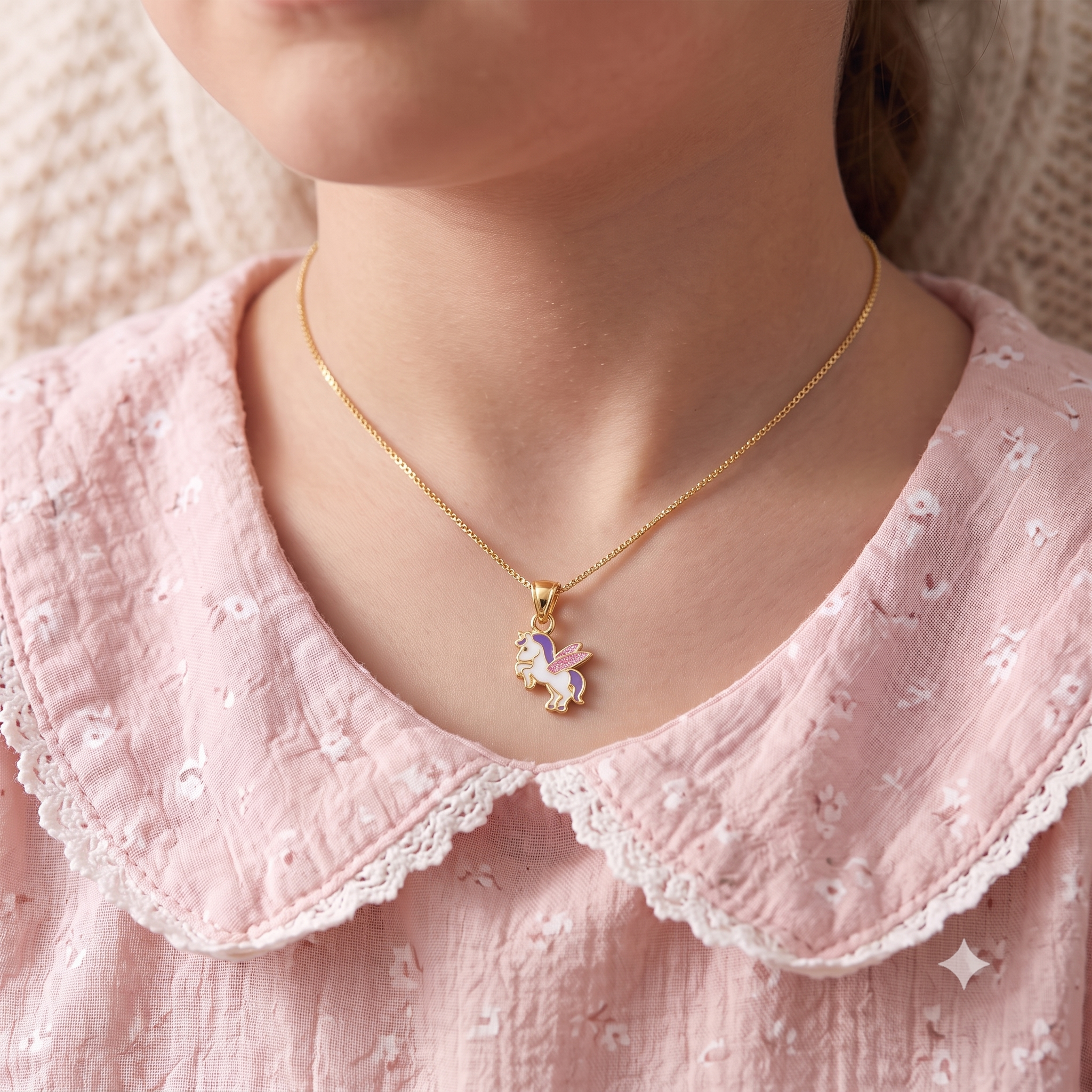 Silver Gold Plated Kids Unicorn Necklace