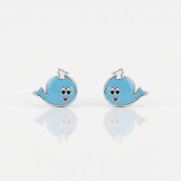 Silver Little Blue Whale Earrings