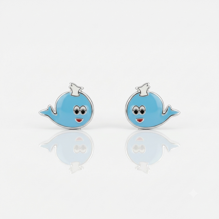 Silver Little Blue Whale Earrings
