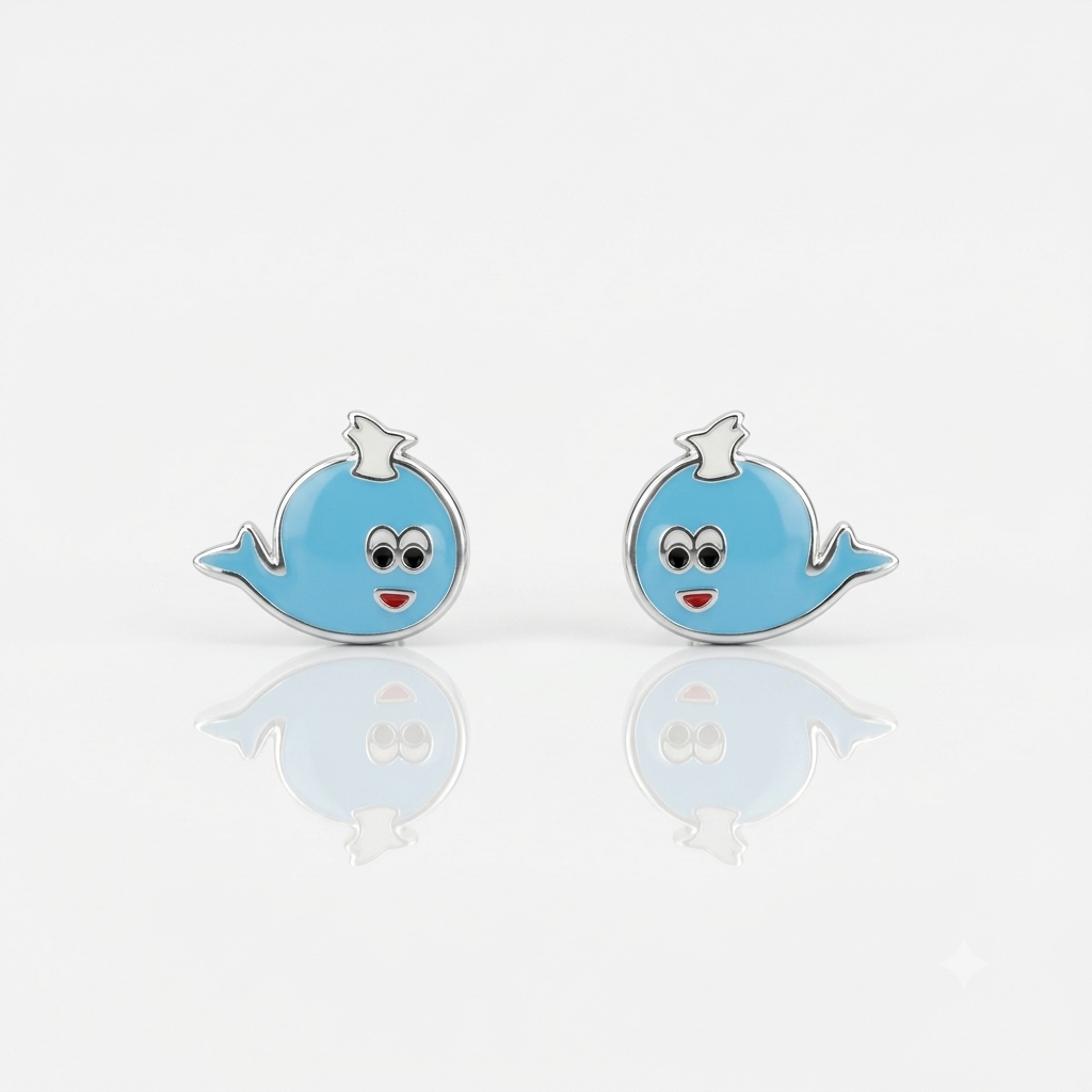 Silver Little Blue Whale Earrings