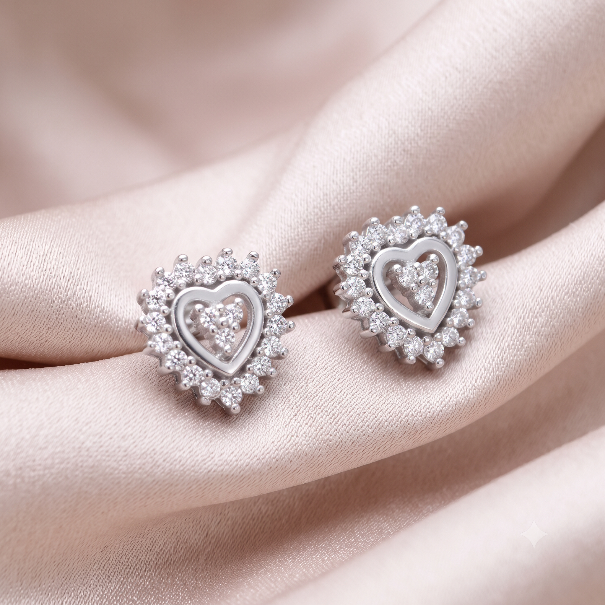 Silver High Spirit Glitter Heart Earrings