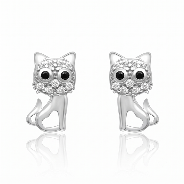 Silver Innocent Cat Earrings