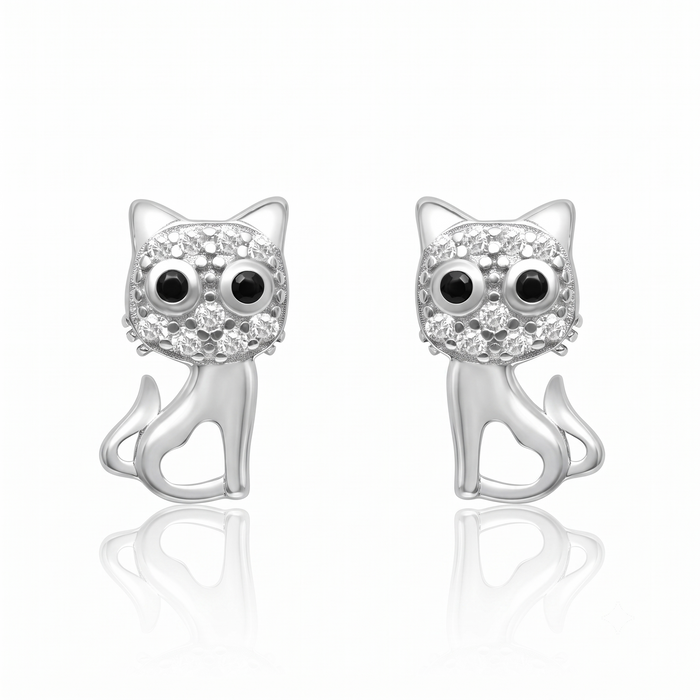 Silver Innocent Cat Earrings