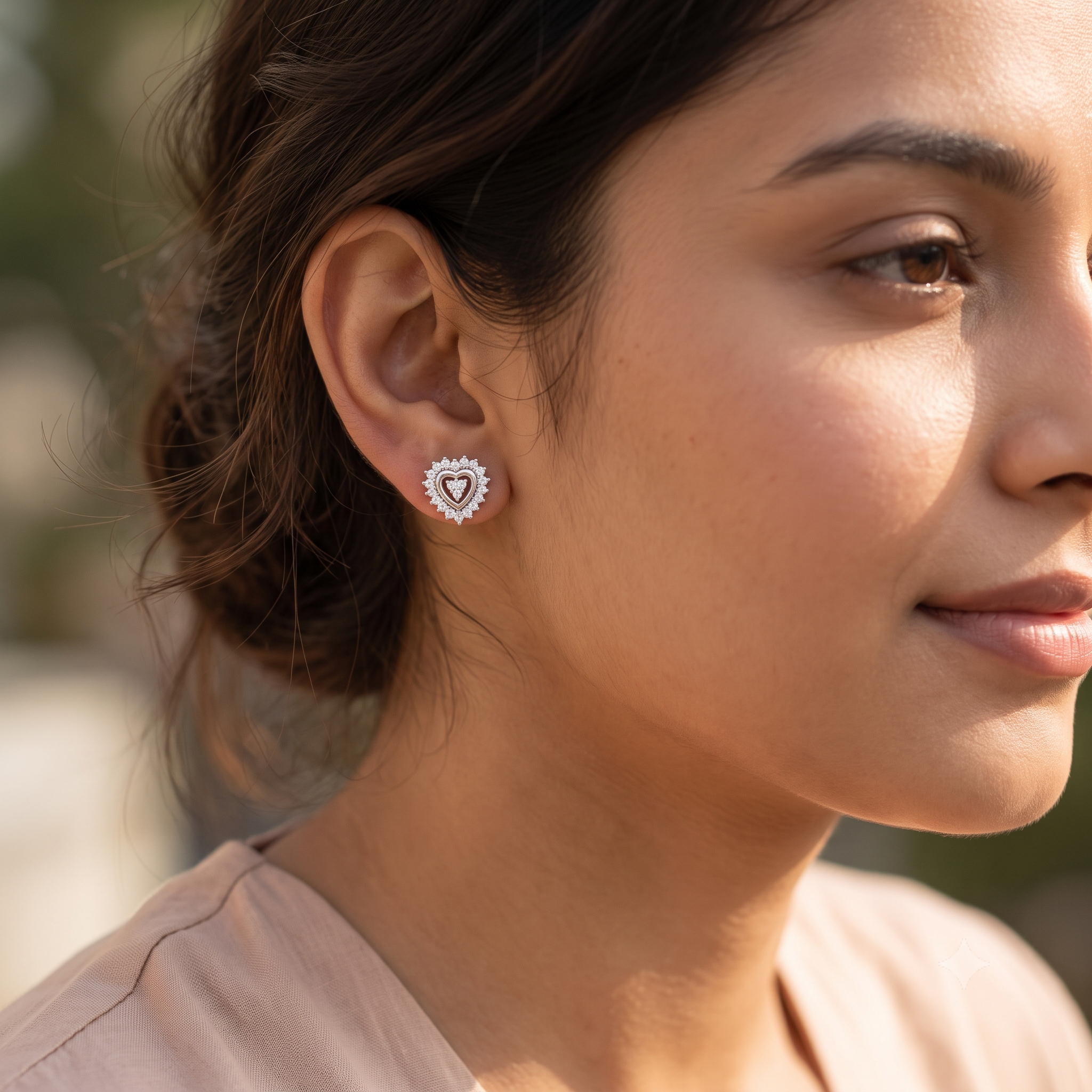 Silver High Spirit Glitter Heart Earrings
