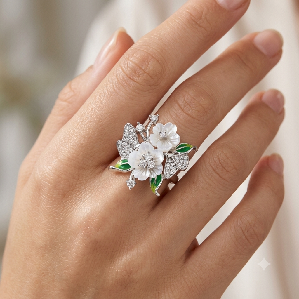 Silver Butterfly Garden Whispers Ring