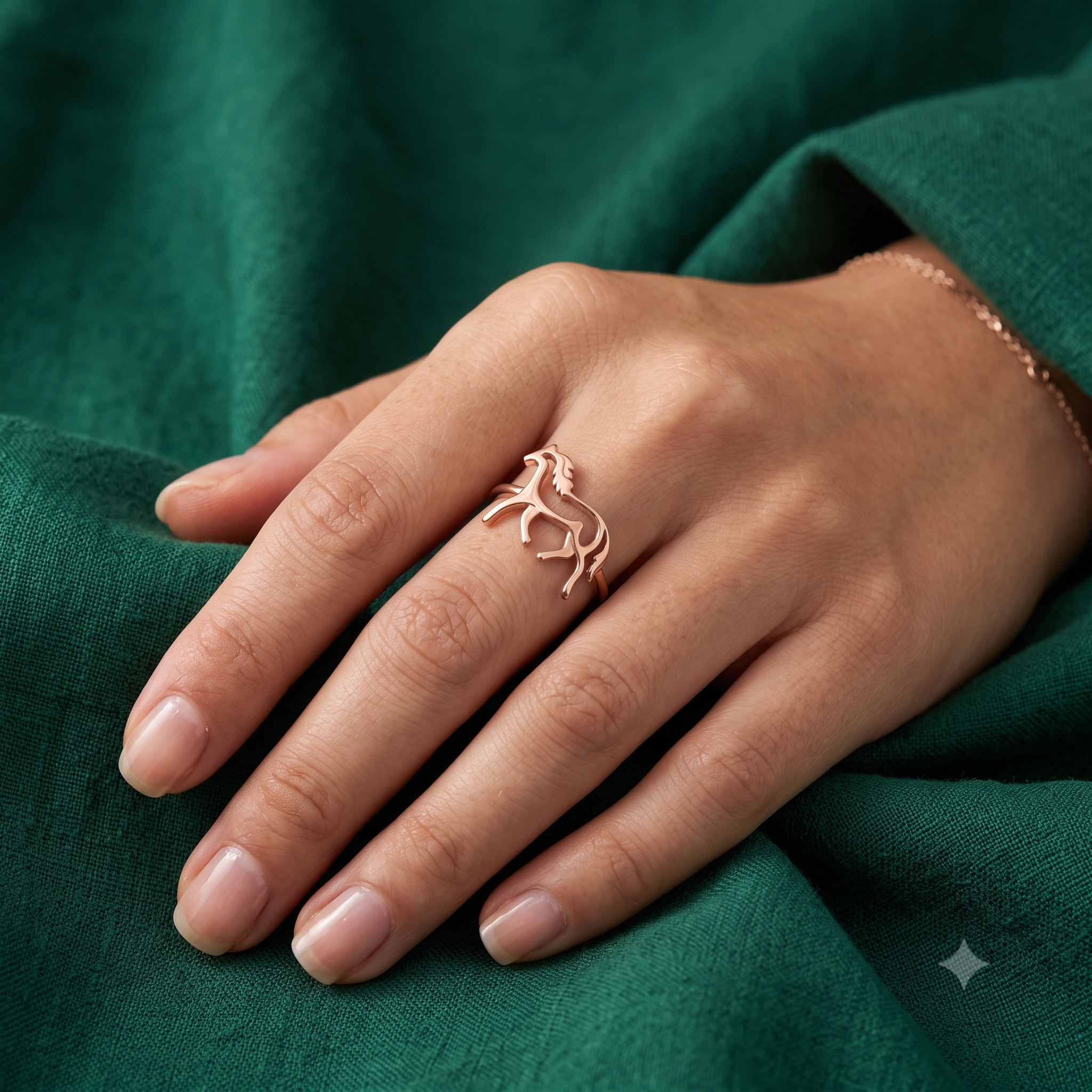 Silver Rose Gold Horse Ring
