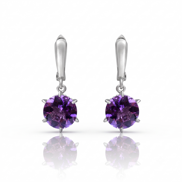 Silver Classic Amethyst Earrings