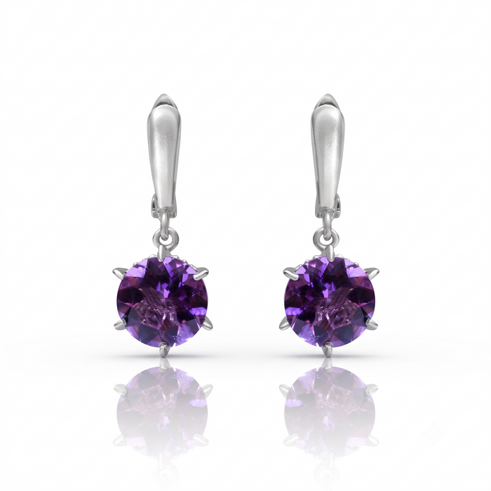 Silver Classic Amethyst Earrings