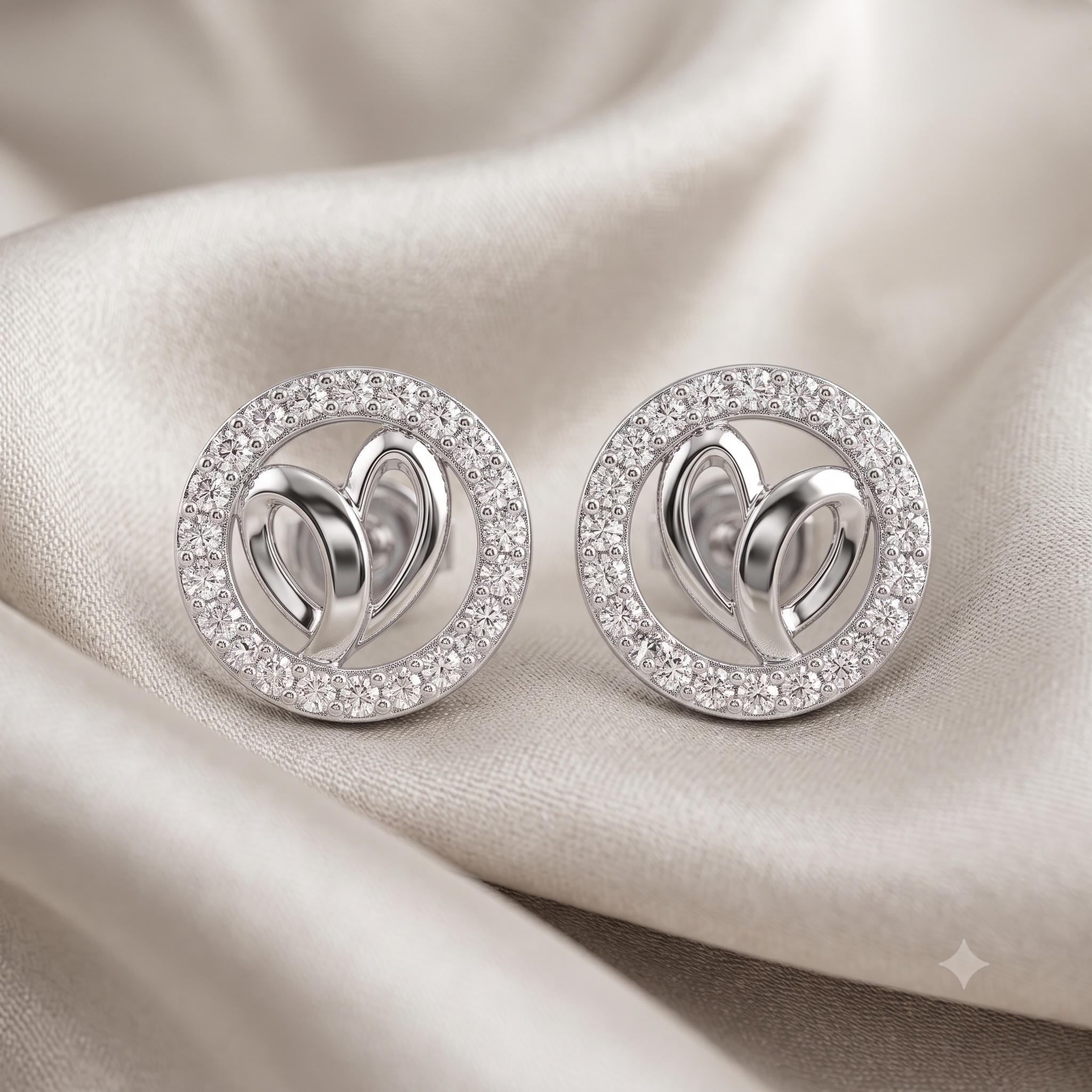 Silver Leaves in Sparkling Hoop Earrings