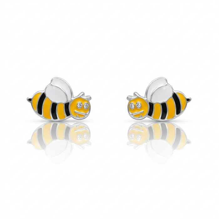 Silver Honey Bee Earrings