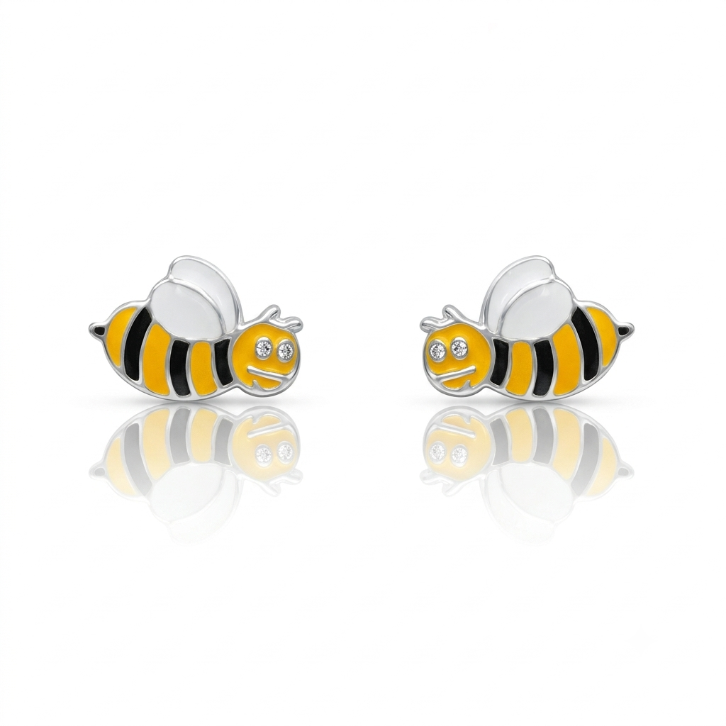 Silver Honey Bee Earrings
