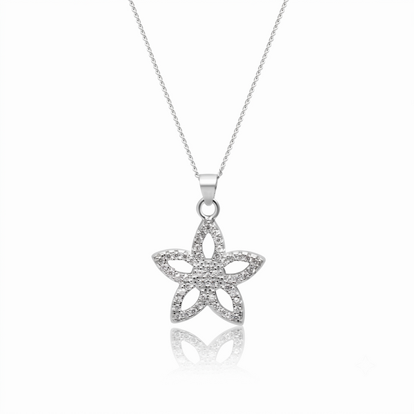 Silver Sparkling Stellar Flower Pendant