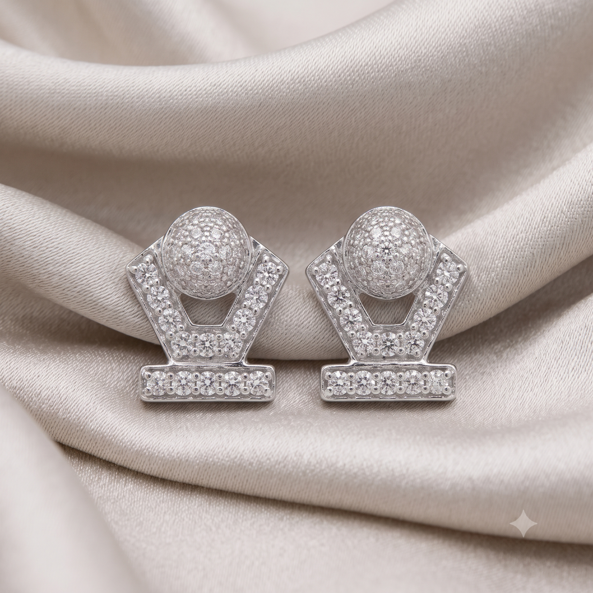 Silver Sparkling Trophy Earrings