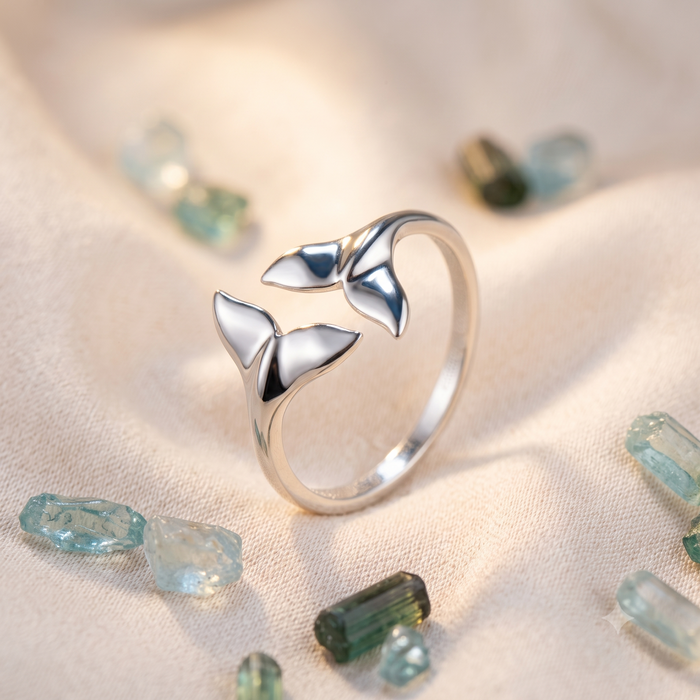 Silver Whale Tail Open Ring