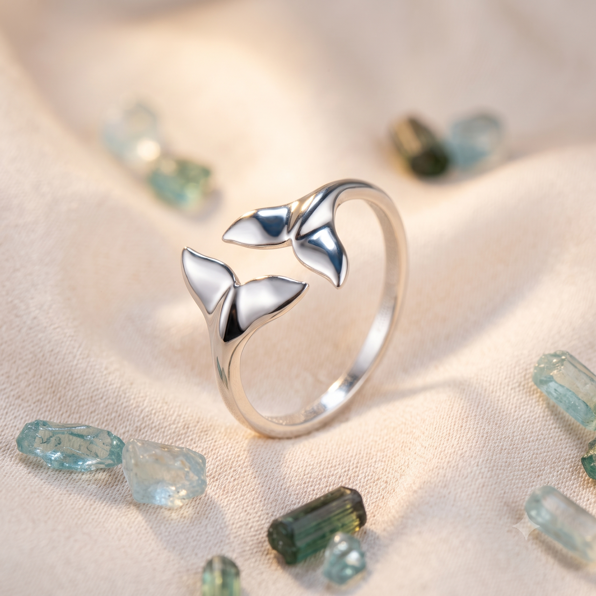 Silver Whale Tail Open Ring