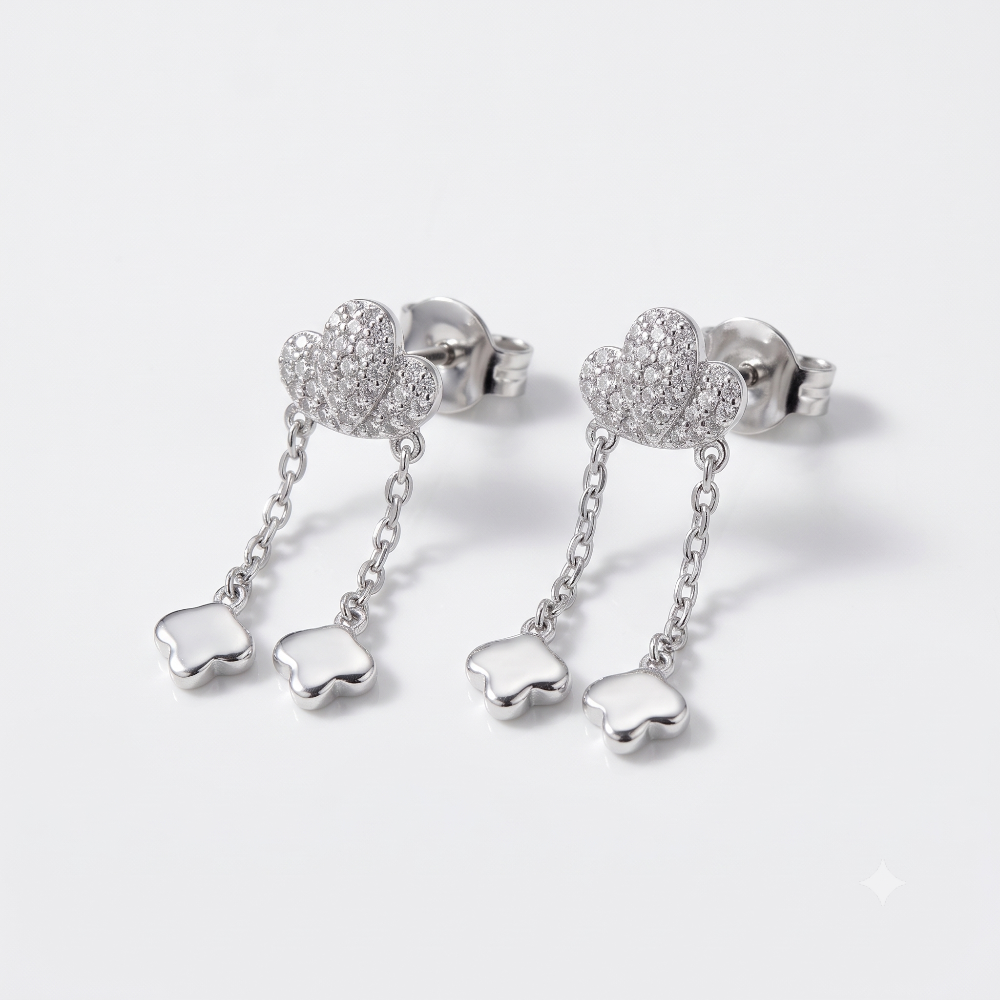 Silver Sparkling Shrub with Danglers Earrings