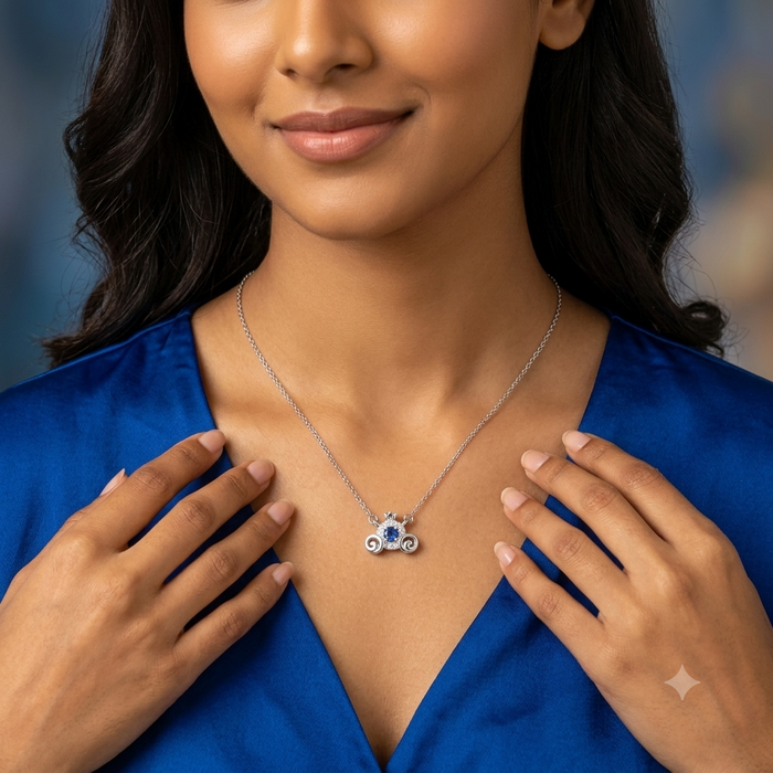 Silver Aquamarine Blue Oxidised Tiara Necklace