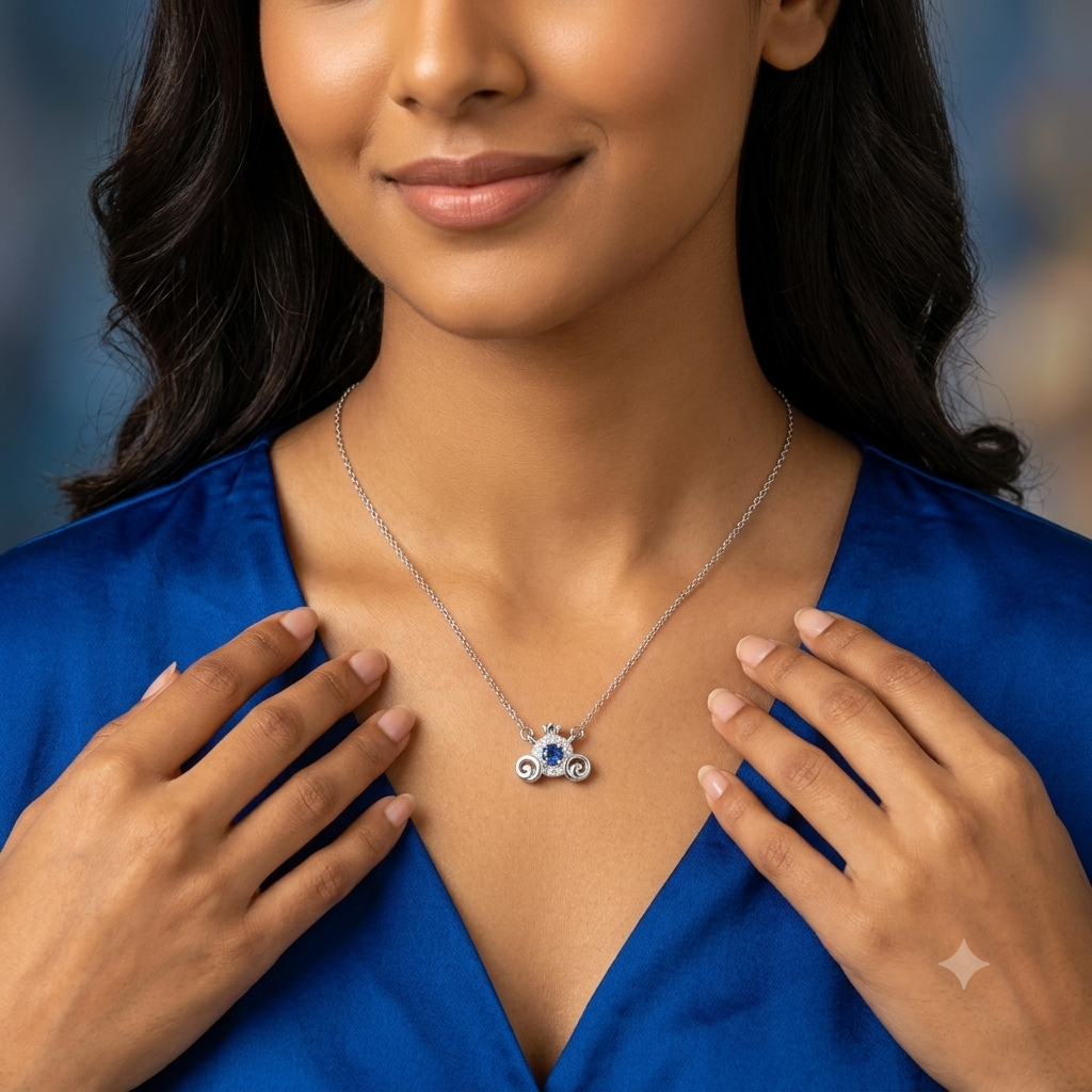 Silver Aquamarine Blue Oxidised Tiara Necklace