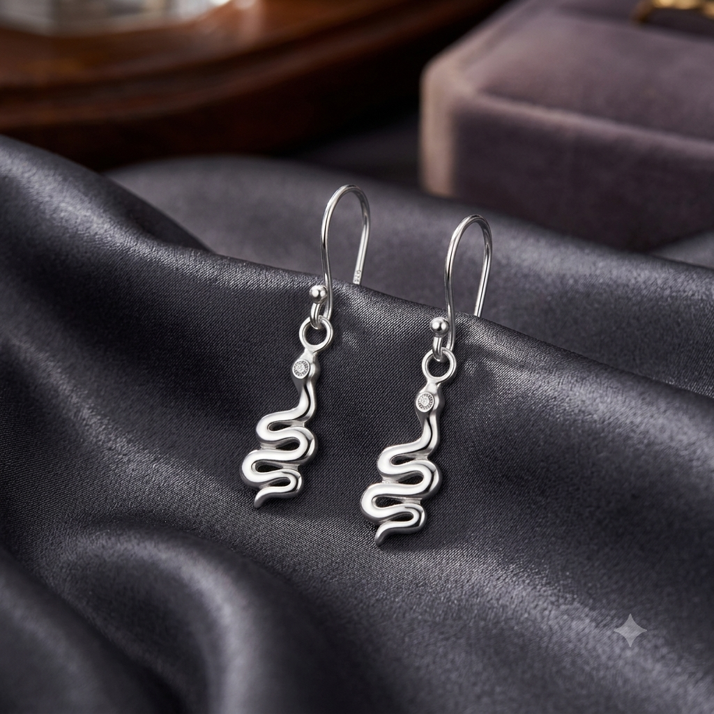 Silver Snake Hook Earrings
