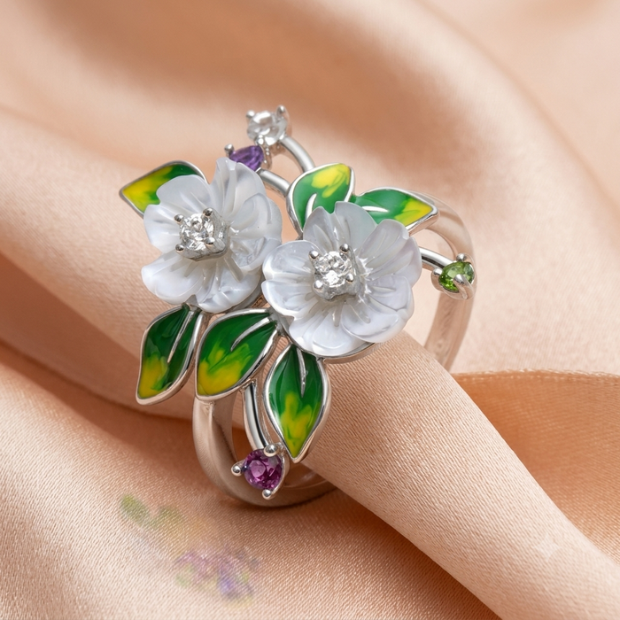 Silver Floral Elegance Enchanted Blossom Ring