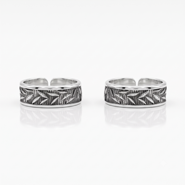 Silver Oxidised Cascading Leaves Toe Rings