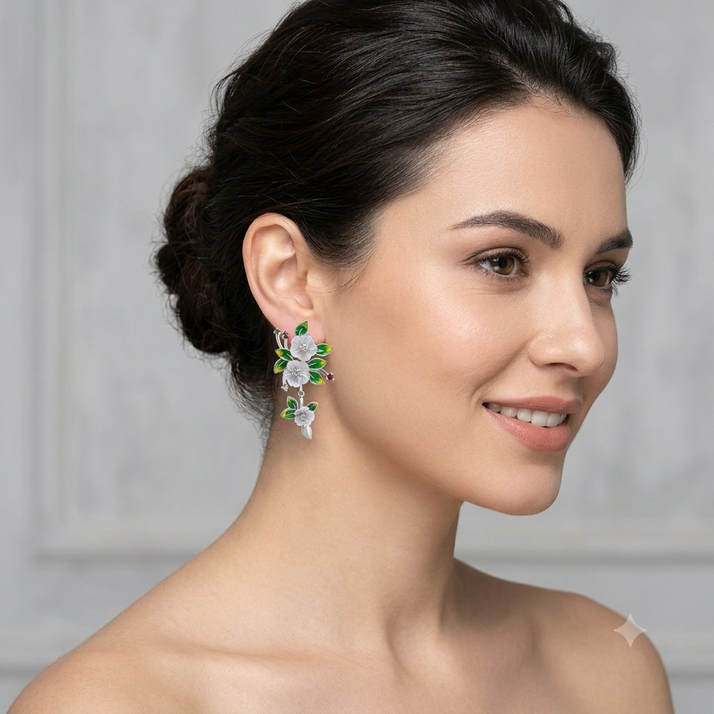 Silver Floral Elegance Enchanted Blossom Earrings