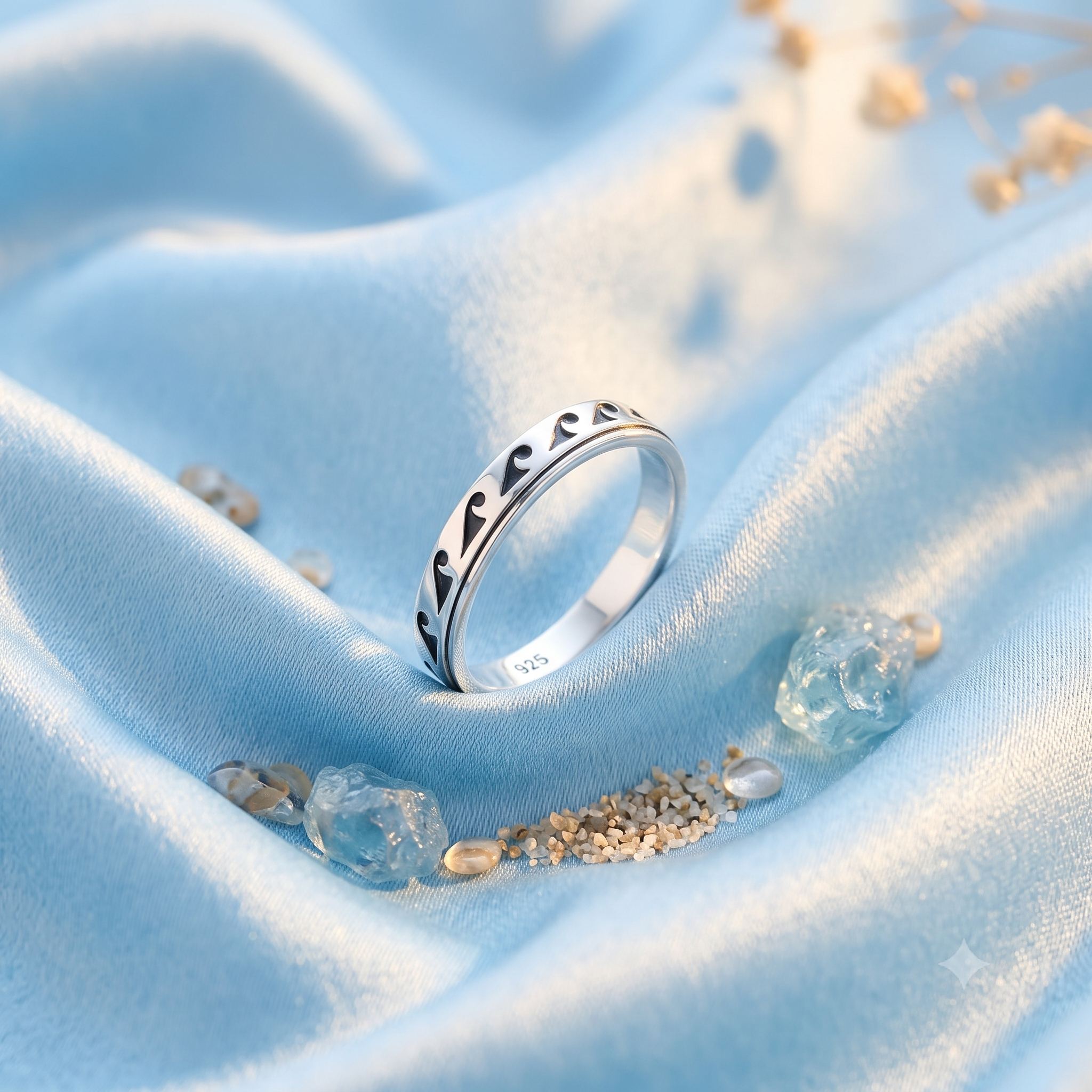 Silver Wave Band Ring