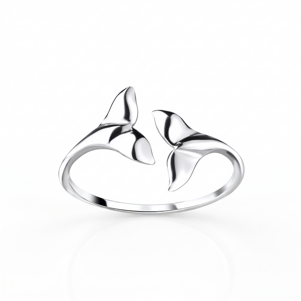 Silver Whale Tail Open Ring