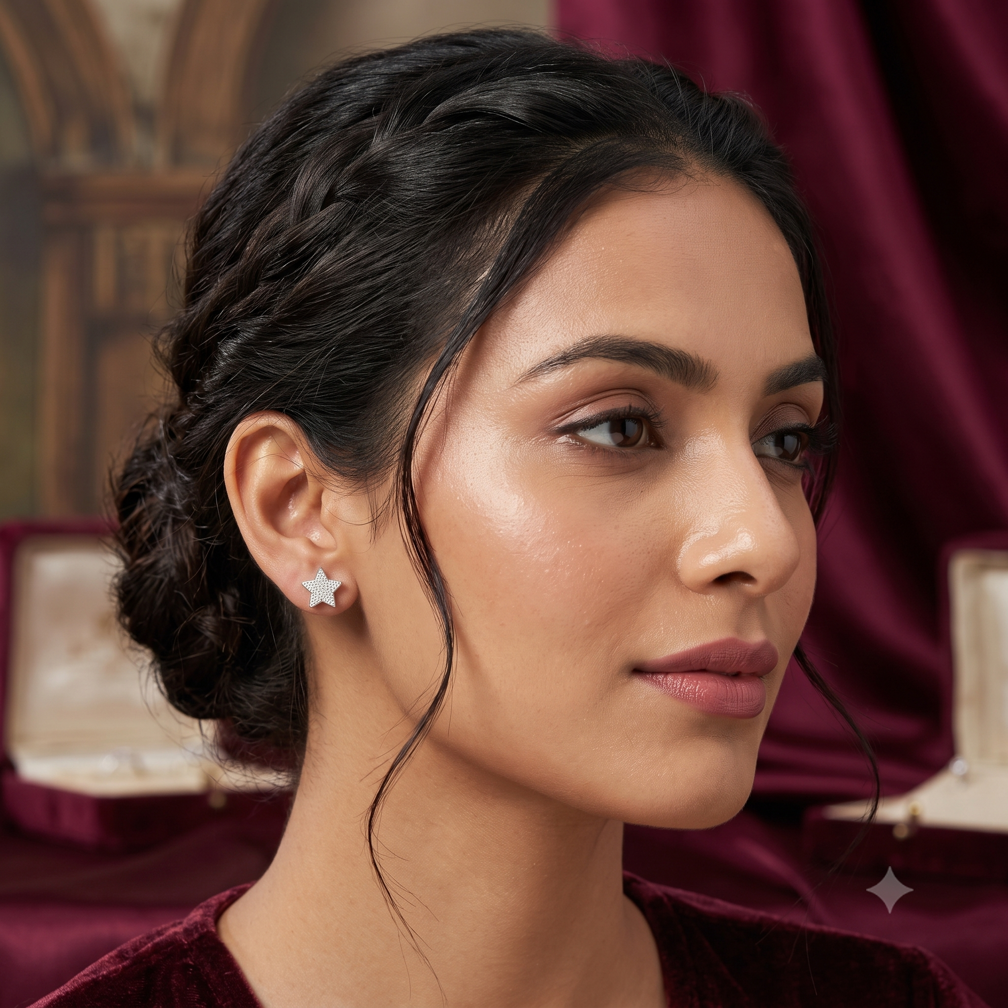 Silver Sparkling Mega Star Earrings