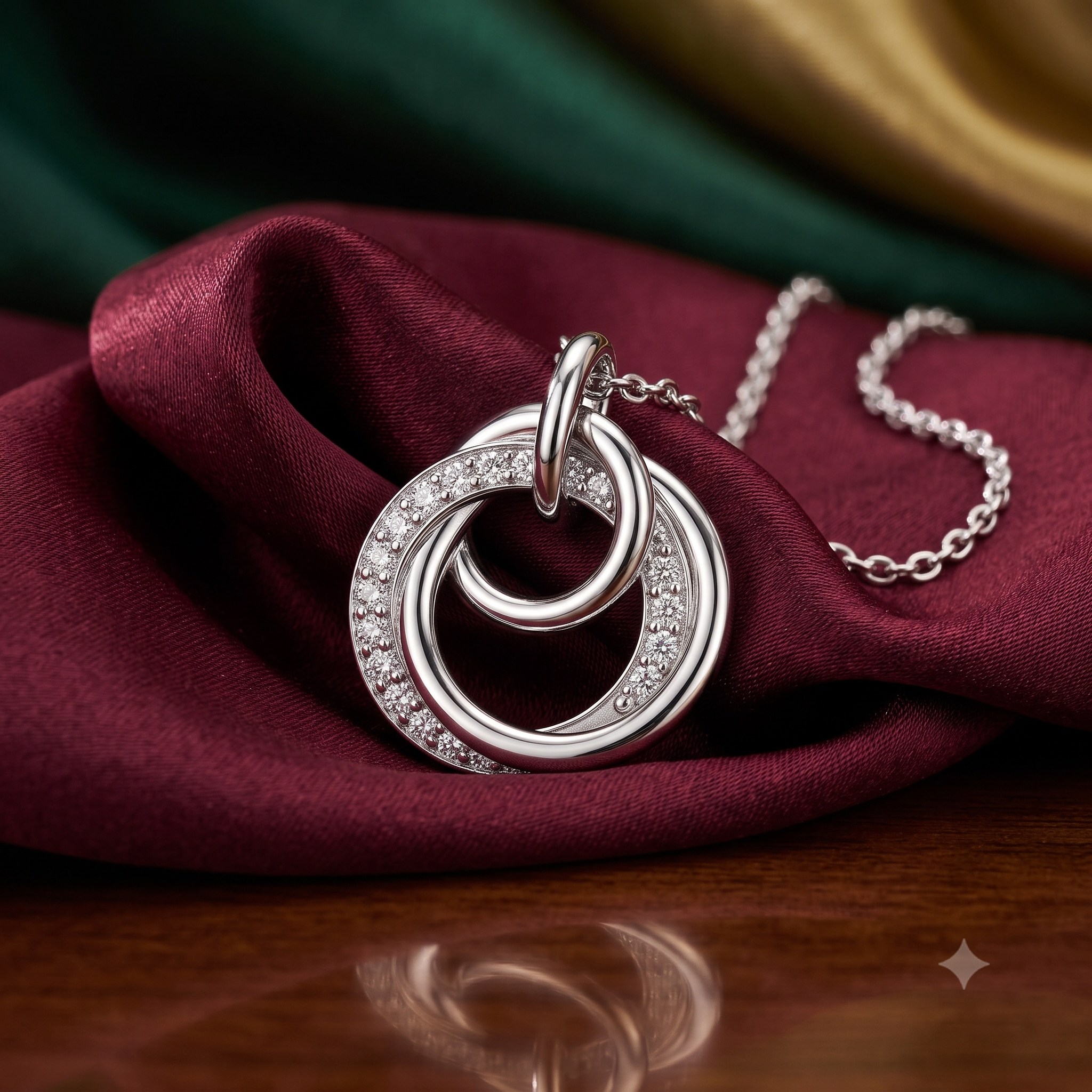 Silver Intertwined Sparkling Hoops Necklace