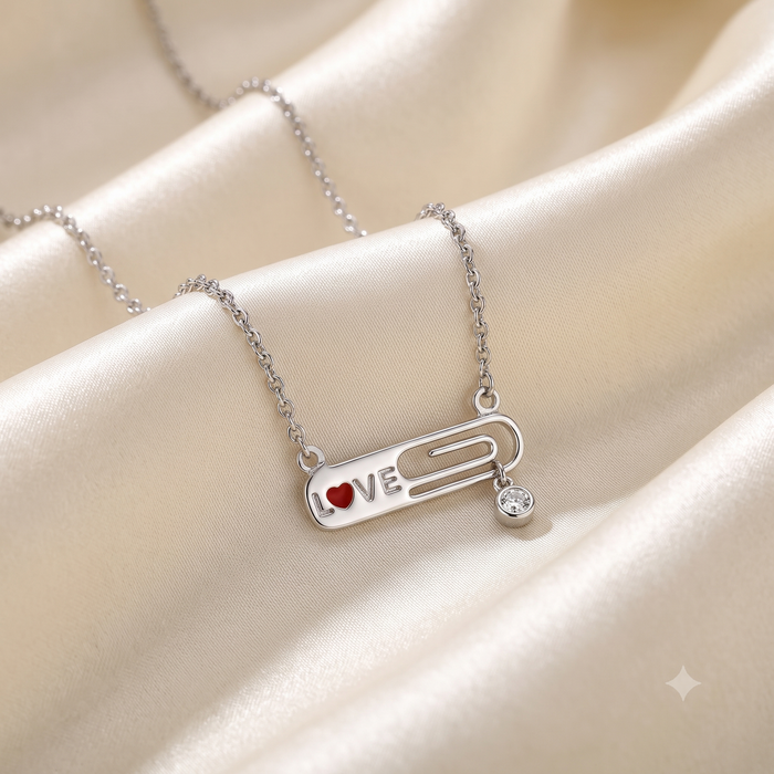 Silver Love Clip Necklace