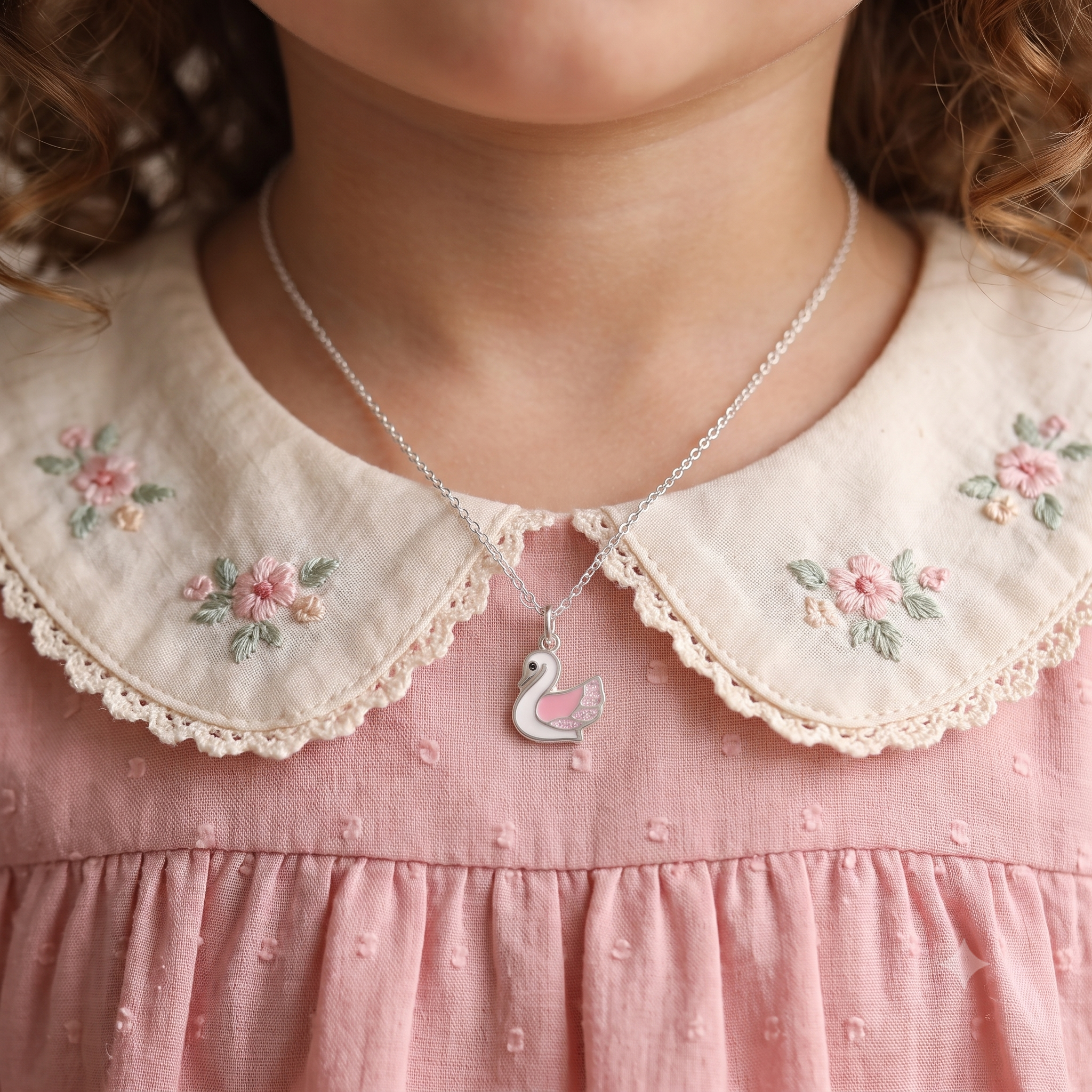 Silver Kids Swan Necklace
