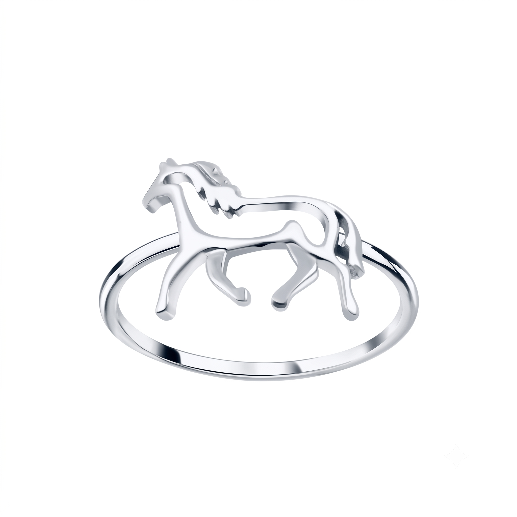 Silver Rose Gold Horse Ring