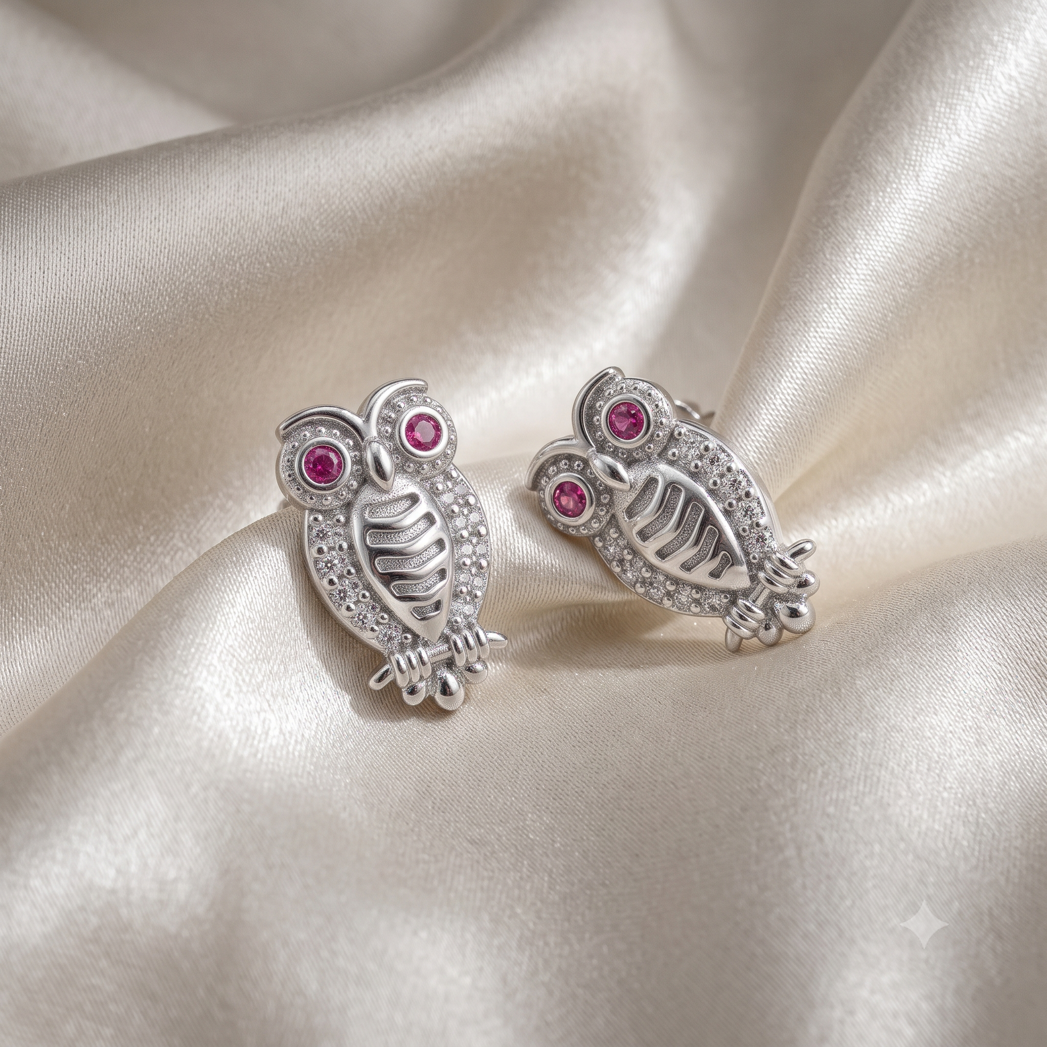 Silver Owl Earrings
