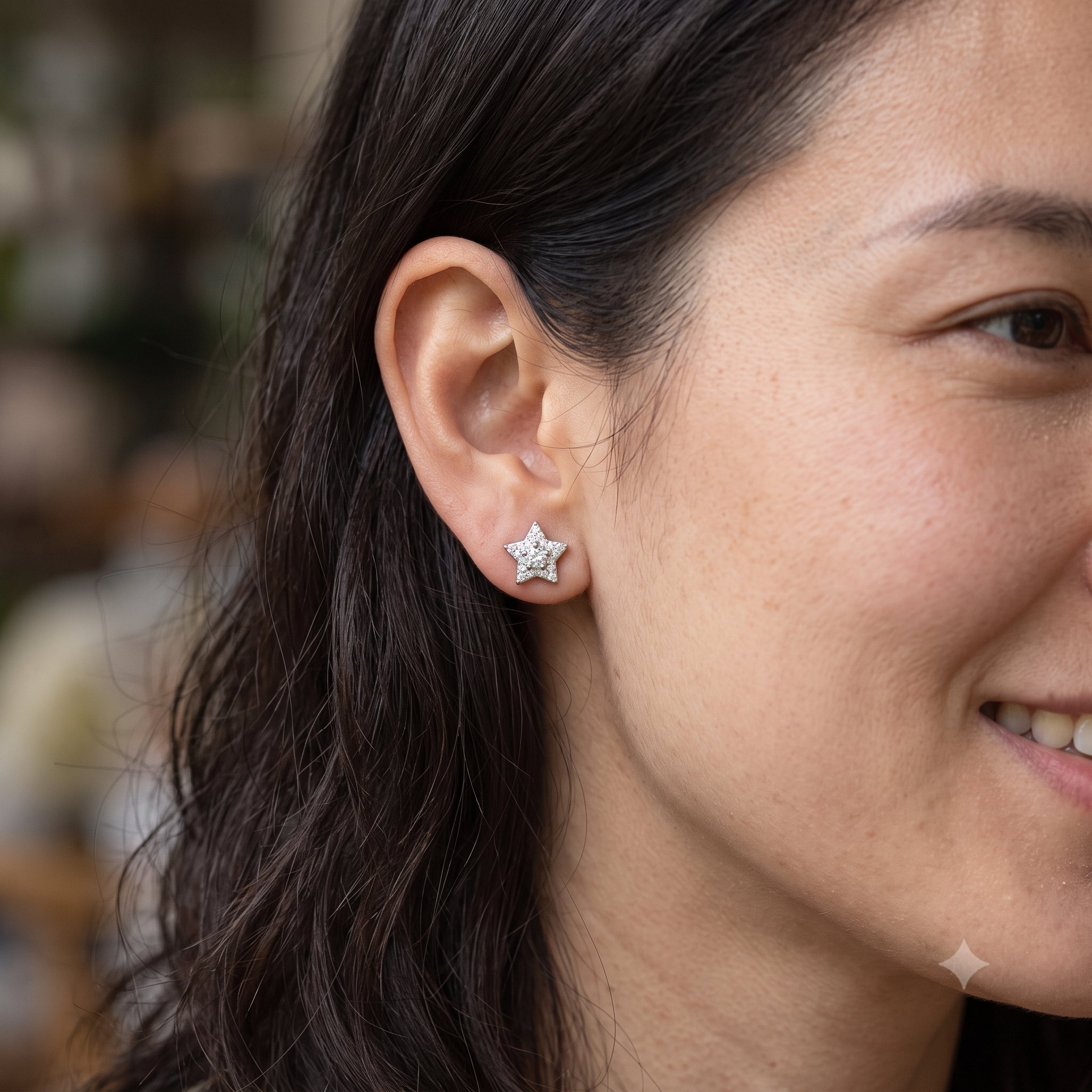 Silver Little Star in Star Earrings