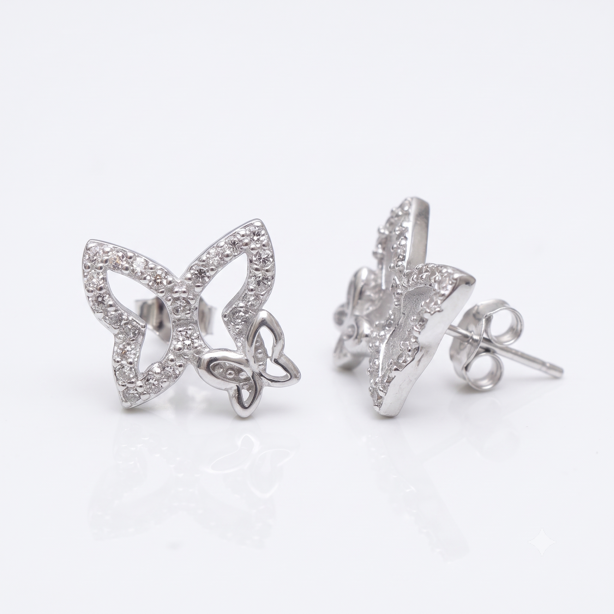Silver Sparkling Butterfly on Butterfly Earrings