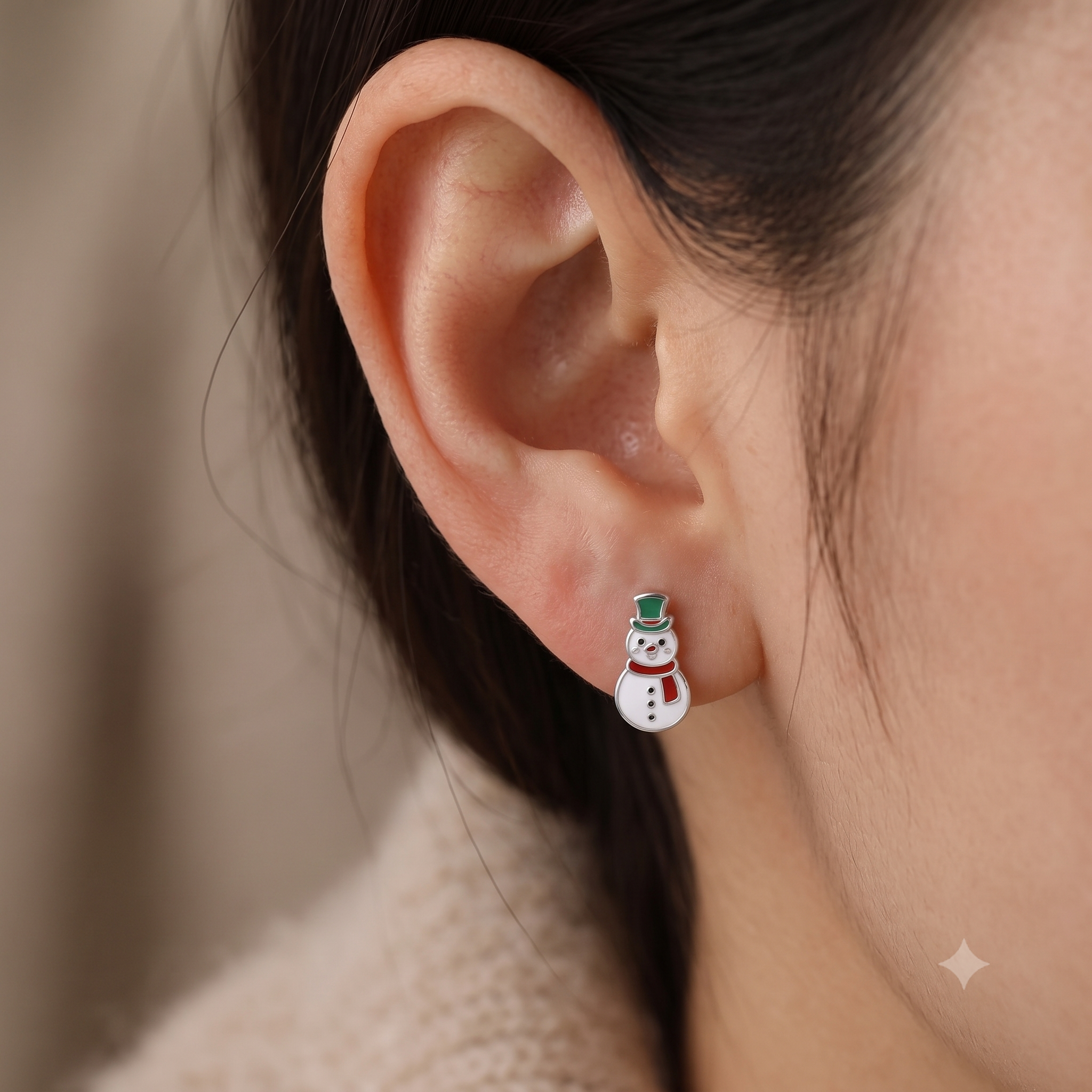 Silver Kids Snowman Earrings