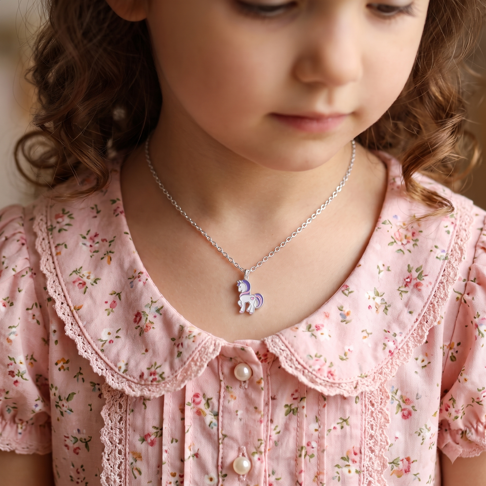 Silver Kids Unicorn Necklace