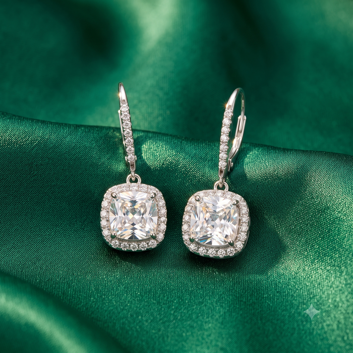 Silver Dangling Grand Solitaire Earrings