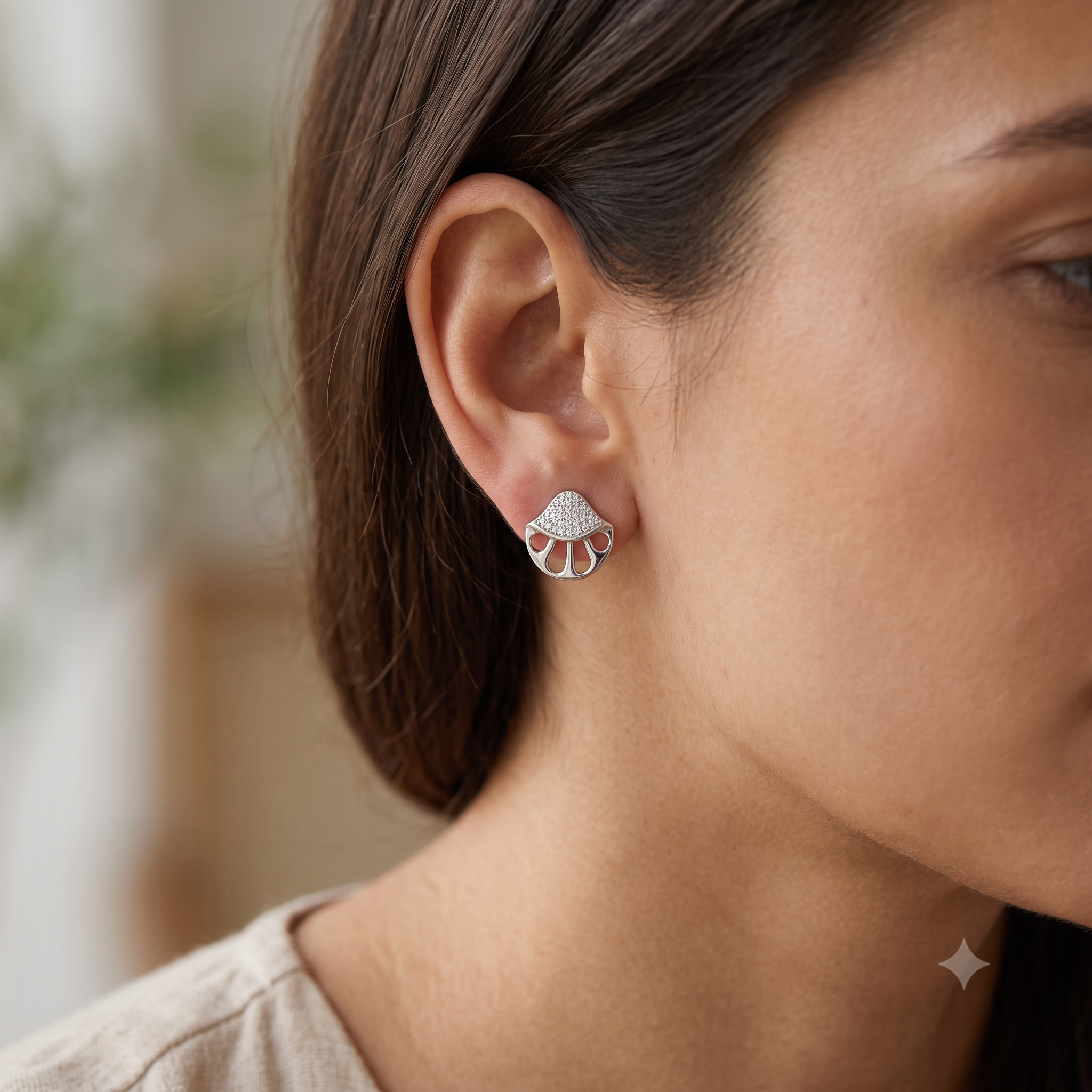 Silver Sparkling Jelly Fish Earrings