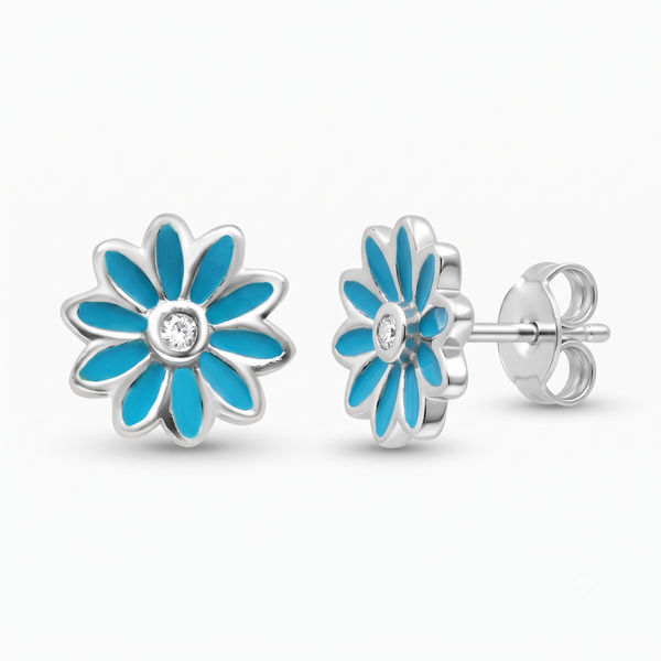 SIlver Sparkling Morning Flower Earrings