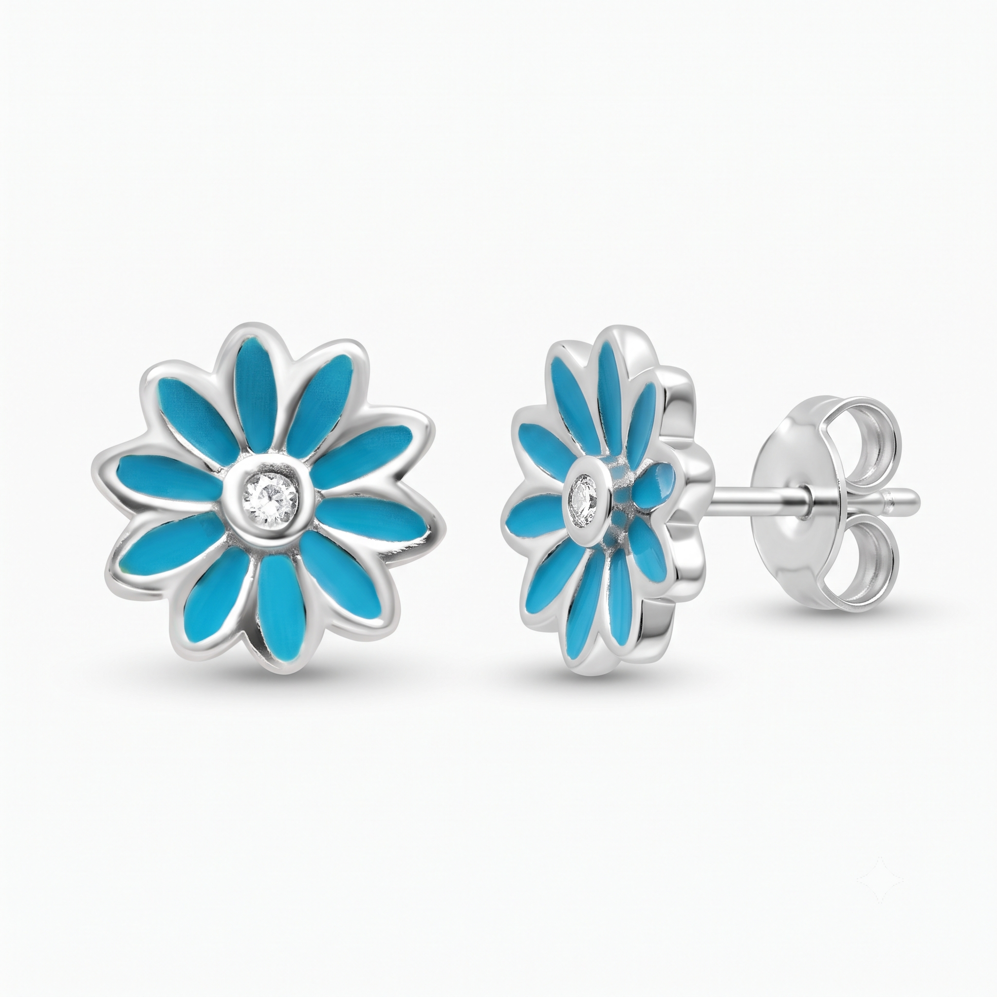 SIlver Sparkling Morning Flower Earrings