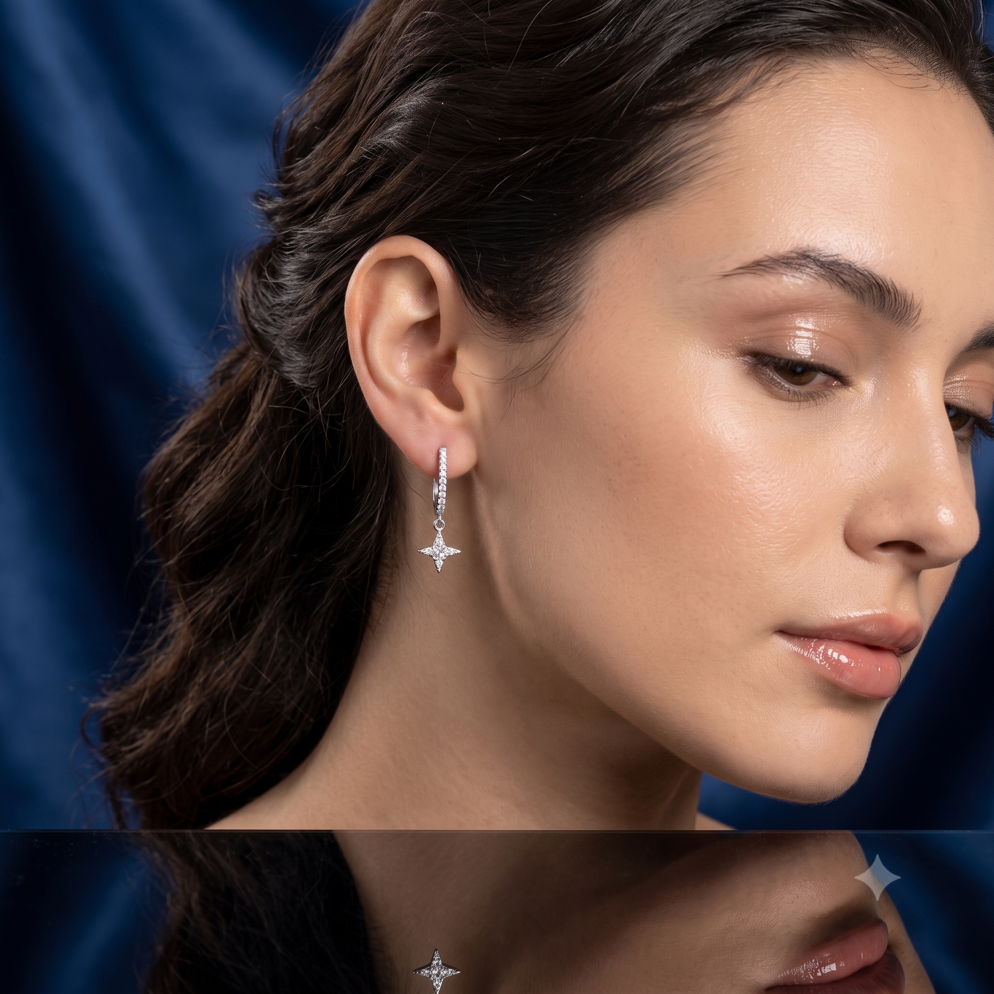 Silver Sparkle Drop on English Lock Earrings