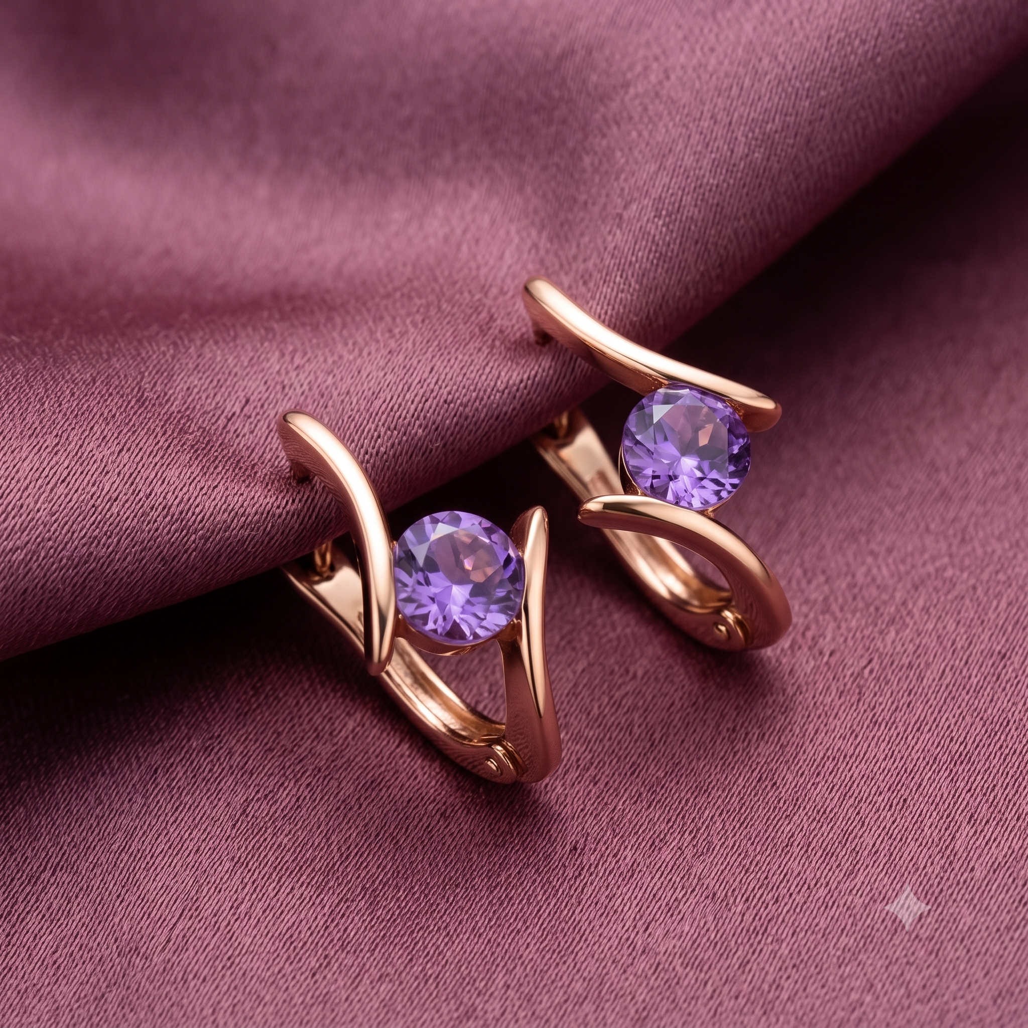 Silver Rose Gold Amethyst Embrace Earrings